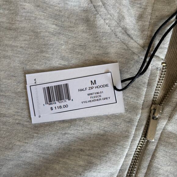 WeWoreWhat Revolve Half Zip Heather Gray Fleece Cropped Hoodie Size Medium NWT - Picture 3 of 8